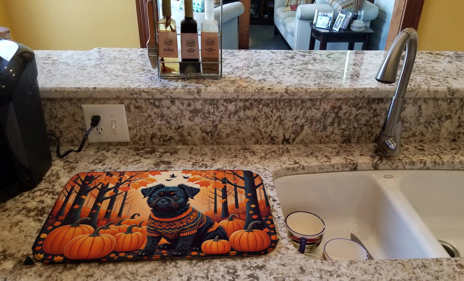 Affenpinscher Fall Dish Drying Mat WEM Support (www.WEM.support)