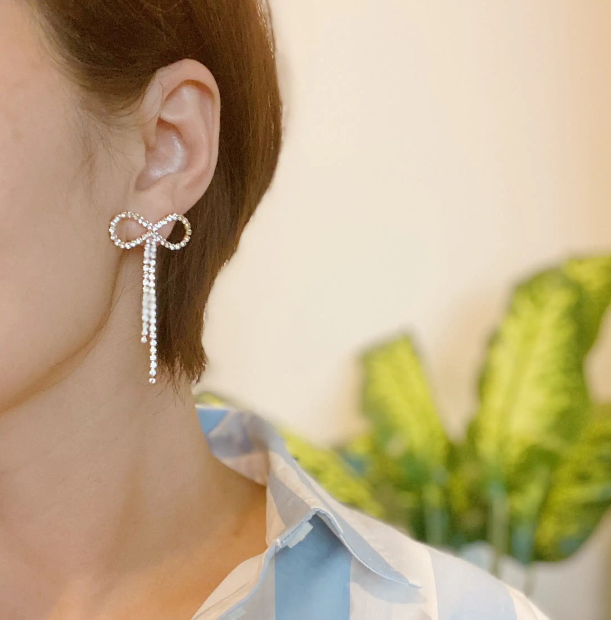 Adorable Shine Bow Earrings WEM Support (www.WEM.support)
