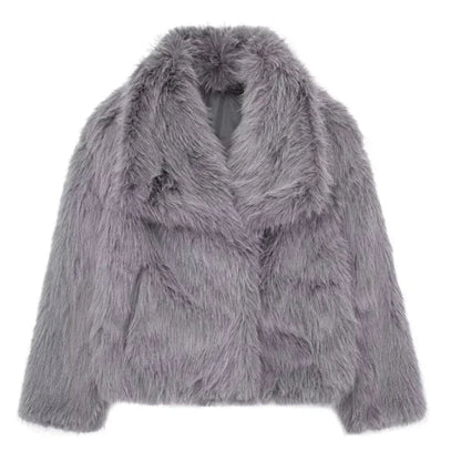 Winter Plush Coat Fashion Thicken Lapel Outwear Casual Long Sleeve Tops Women's Clothing WEM Support (www.WEM.support)