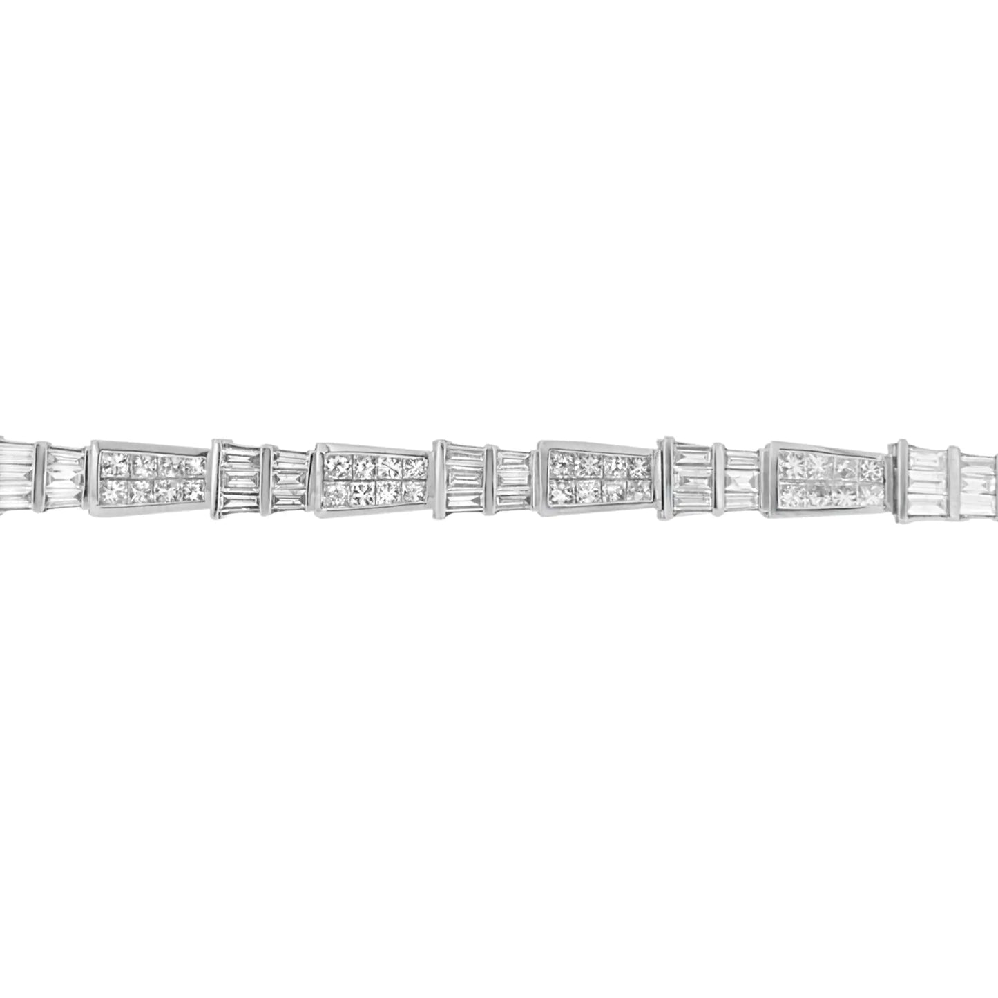 14K White Gold Princess and Baguette-Cut Diamond Geo-Link Bracelet(8.35 cttw,G-H Color,VS1-VS2 Clarity) WEM Support (www.WEM.support)