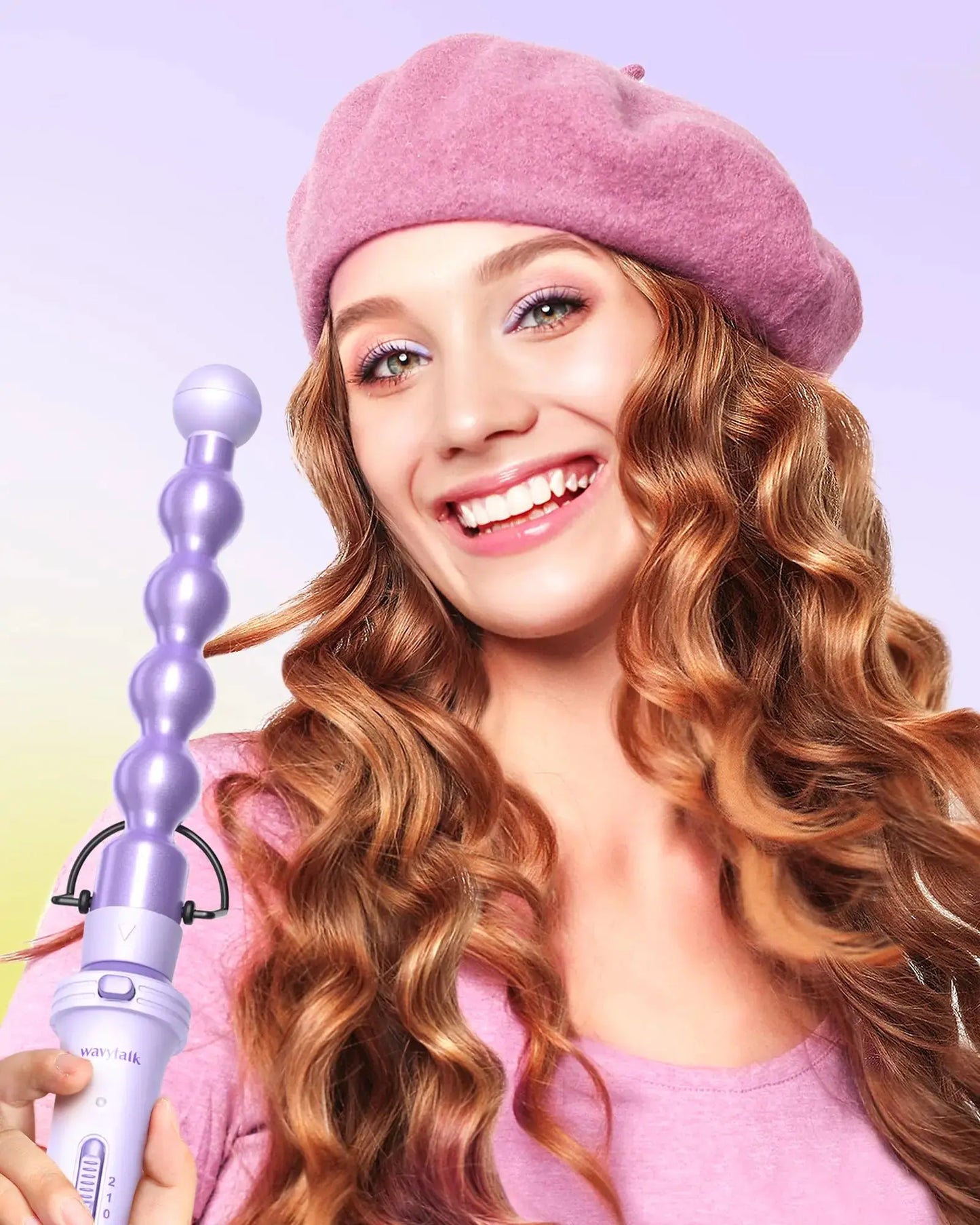 Wavytalk 5 in 1 Curling Iron,Curling Wand Set with Curling Brush and 4 Interchangeable Ceramic Curling Wand(0.5”-1.25”),Instant Heat Up,Include Heat Protective Glove & 2 Clips (Purple) Curling Wand （0.5"-1.25" ） Purple Lavender My Store