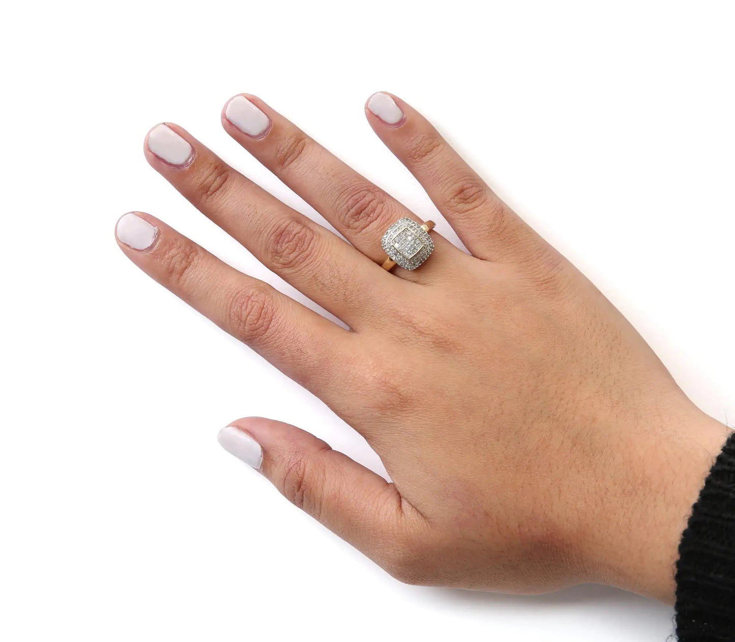 10K Yellow Gold 1/2 cttw Round and Princess Diamond Composite Head and Halo Ring (H-I Color, SI1-SI2 Clarity) WEM Support (www.WEM.support)