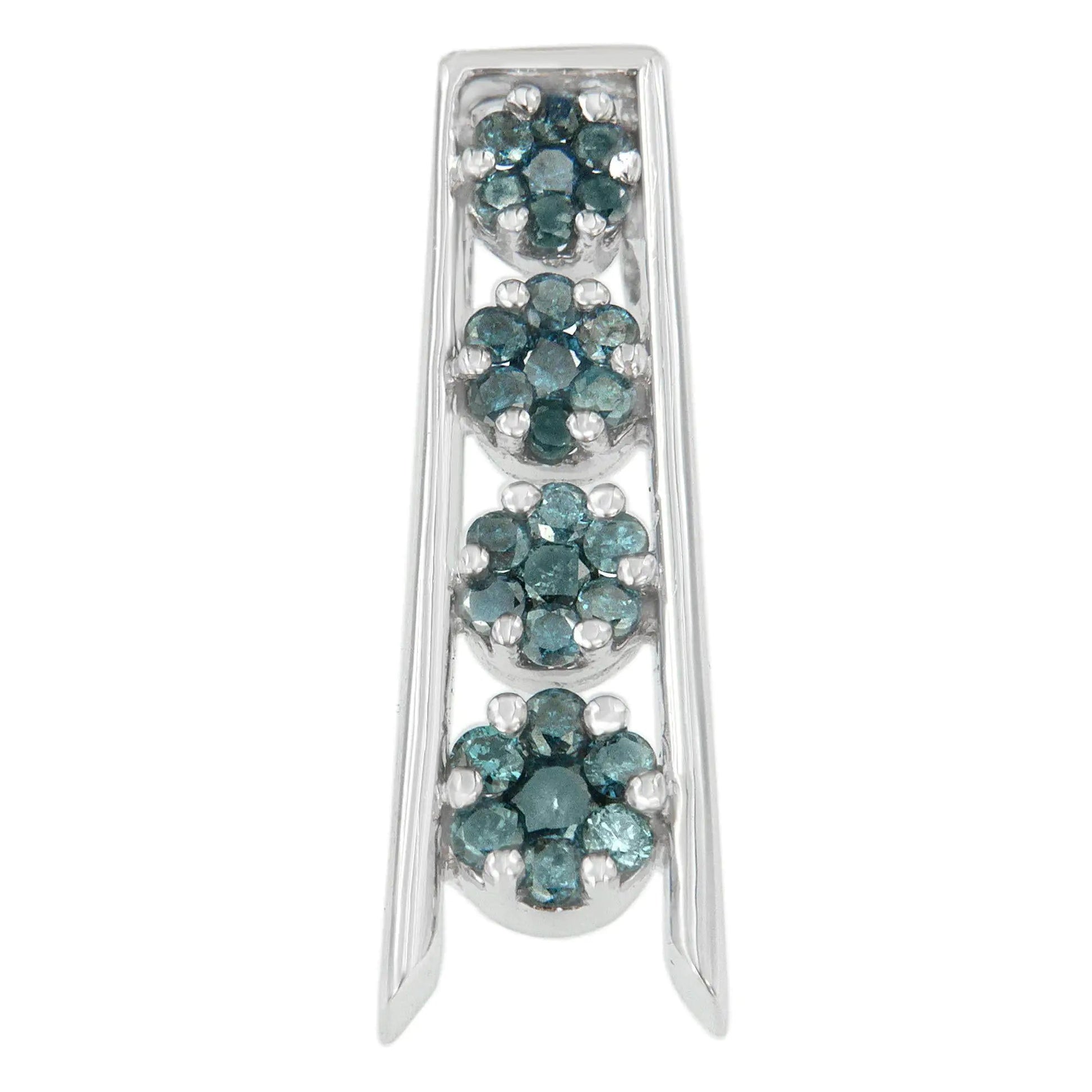 14K White Gold 1/2 cttw Treated Blue Diamond Journey Pendant Necklace (Blue, I1-I2) WEM Support (www.WEM.support)