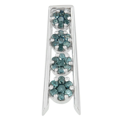 14K White Gold 1/2 cttw Treated Blue Diamond Journey Pendant Necklace (Blue, I1-I2) WEM Support (www.WEM.support)
