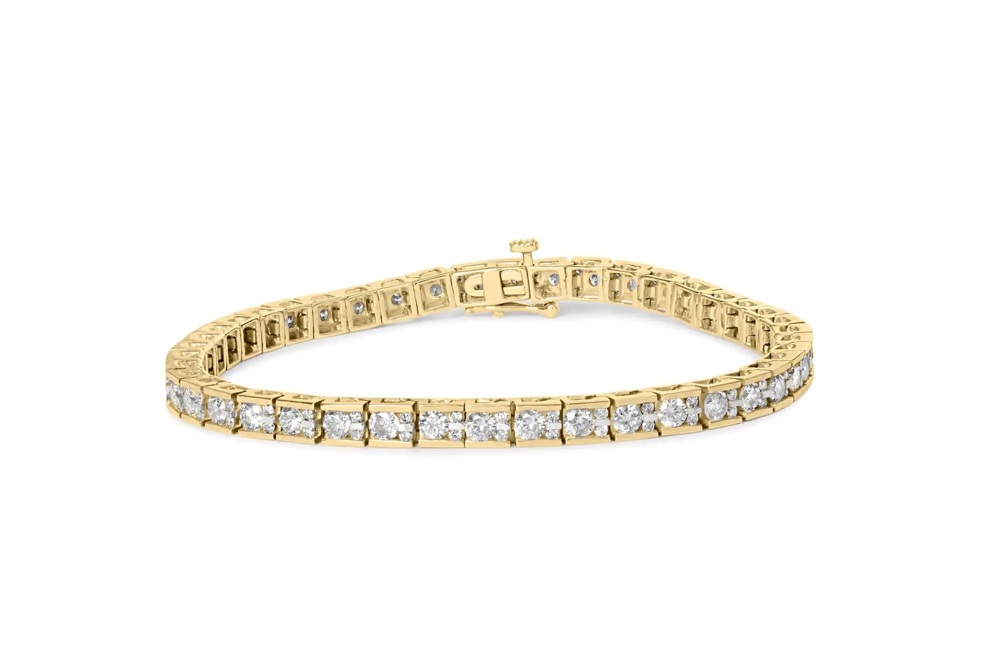 10K Yellow Gold 4.00 Cttw Channel Set Round Diamond Tennis 7" Bracelet (J-K Color, I1-I2 Clarity) WEM Support (www.WEM.support)