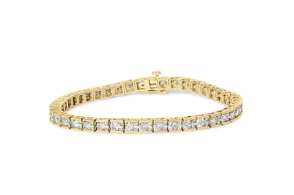10K Yellow Gold 4.00 Cttw Channel Set Round Diamond Tennis 7" Bracelet (J-K Color, I1-I2 Clarity) WEM Support (www.WEM.support)