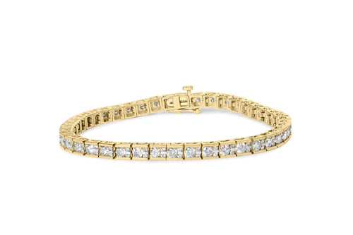 10K Yellow Gold 4.00 Cttw Channel Set Round Diamond Tennis 7" Bracelet (J-K Color, I1-I2 Clarity) WEM Support (www.WEM.support)