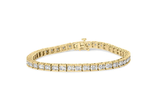 10K Yellow Gold 4.00 Cttw Channel Set Round Diamond Tennis 7" Bracelet (J-K Color, I1-I2 Clarity) WEM Support (www.WEM.support)