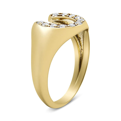 10K Yellow Gold 1/3 Cttw Round-Cut Diamond Men's Horseshoe Ring (H-I Color, VS1-VS2 Clarity) WEM Support (www.WEM.support)