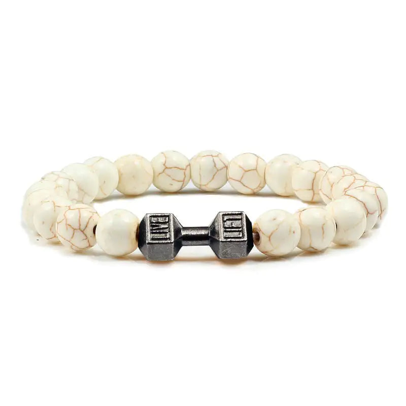 Turquoise Energy Gun Black Electroplated Alloy Barbell Bracelet WEM Support (www.WEM.support)