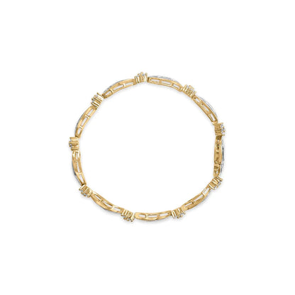 10K Yellow and White Gold 3.00 Cttw Diamond Cluster and Wave Link Bracelet (I-J Color, I1-I2 Clarity) - 7.25" WEM Support (www.WEM.support)