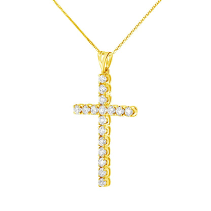 10k Yellow Gold Plated .925 Sterling Silver 2.0 cttw Classic Prong Set Round-Cut Diamond Cross 18" Pendant Necklace (J-K Color, I1-I2 Clarity) WEM Support (www.WEM.support)