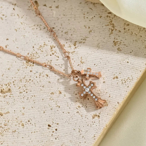 Women's Cross Pendant Sweater Necklace WEM Support (www.WEM.support)