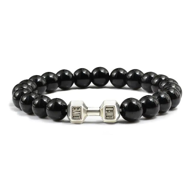 Turquoise Energy Gun Black Electroplated Alloy Barbell Bracelet WEM Support (www.WEM.support)