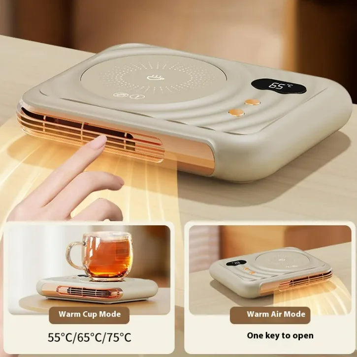 Two-in-one Home Warm Air Blower Desk Thermal Cup Pad WEM Support (www.WEM.support)