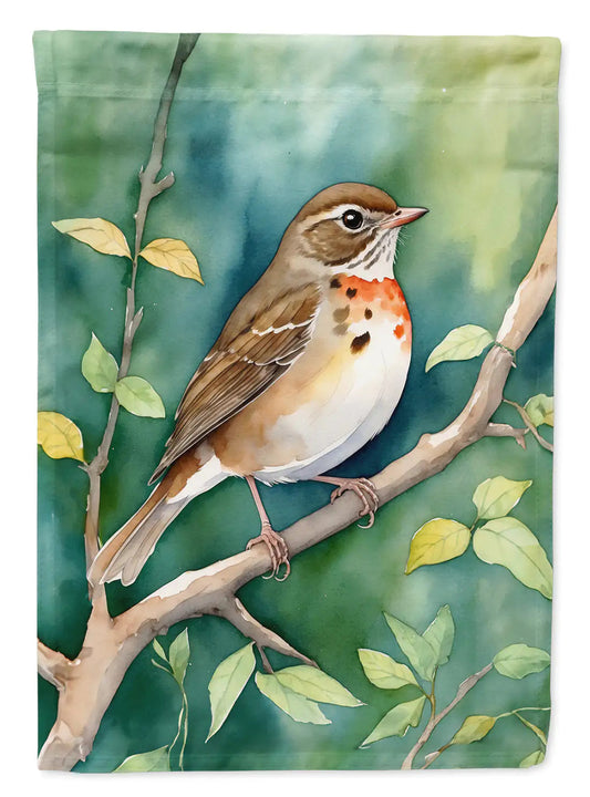 Vermont Hermit Thrush Garden Flag WEM Support (www.WEM.support)