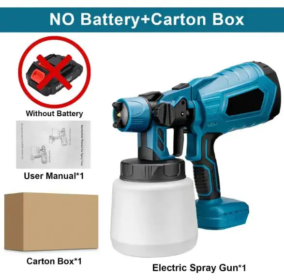 Wireless Paint Sprayer giving you the freedom to move around and reach every corner with ease. With adjustable settings and a lightweight design, My Store
