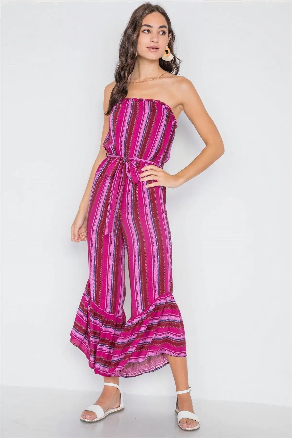 Stripe Jumpsuit -Berry HejK.com