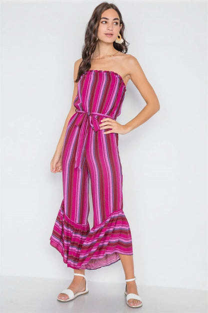 Stripe Jumpsuit -Berry HejK.com
