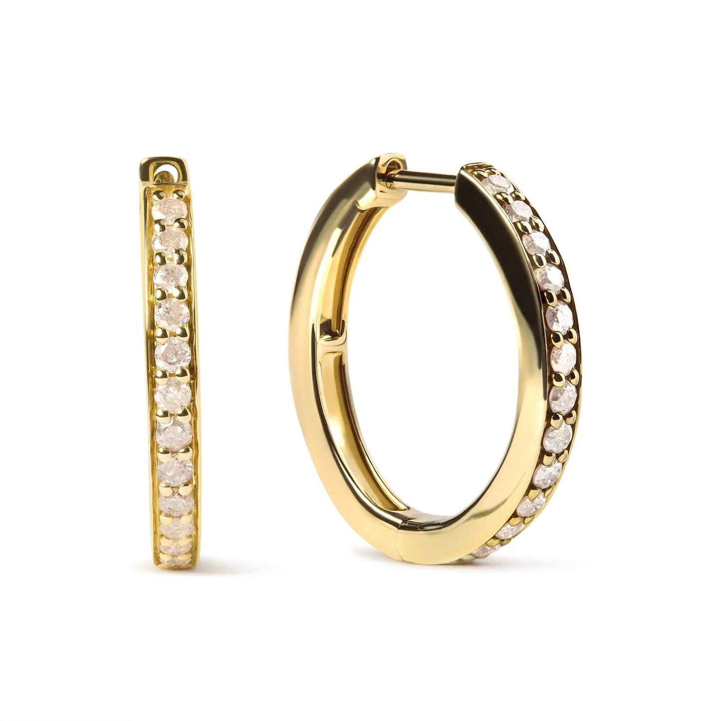 10K Yellow Gold 1/2 Cttw Round-Cut Diamond Hoop Earrings (I-J Color, I2-I3 Clarity) WEM Support (www.WEM.support)