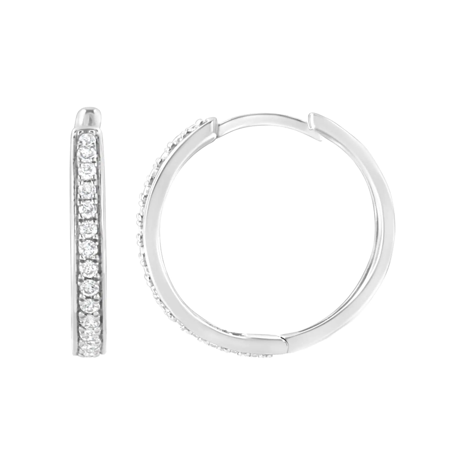 .925 Sterling Silber 1/2 Karat Laborgezüchtete Diamant-Creolen (F-G Farbe, VS2-SI1 Reinheit) WEM Support (www.WEM.support)