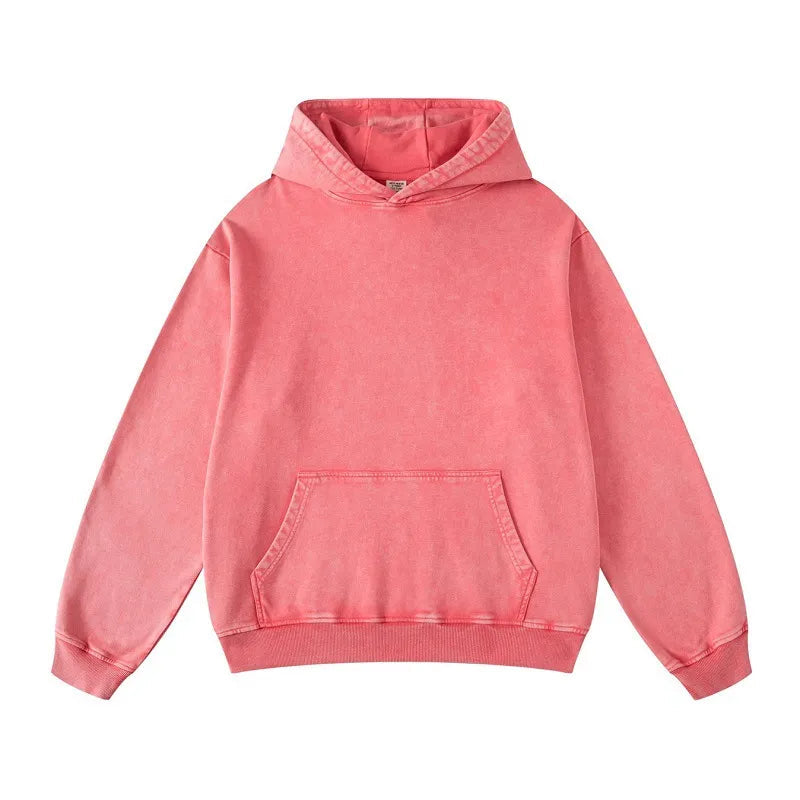Thickened Washed Old Gradient Solid Color Batik Hooded Sweater For Men WEM Support (www.WEM.support)