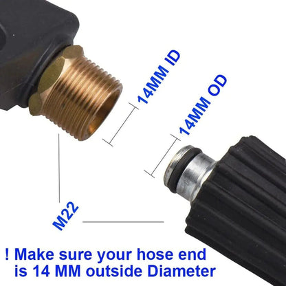 1/4" High Pressure Washer Gun 4000 PSI Car Wash Foam Spray Short Wand w/ Nozzle WEM Support (www.WEM.support)
