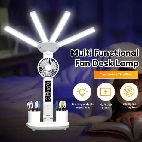 3-in-1 LED Desk Lamp with Fan & Clock HejK.com