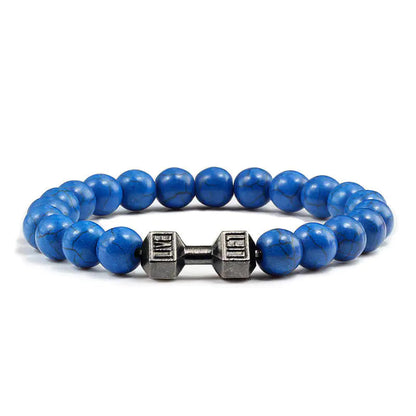 Turquoise Energy Gun Black Electroplated Alloy Barbell Bracelet WEM Support (www.WEM.support)