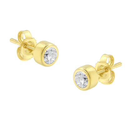 10K Gold 0.30 Cttw Round Brilliant-Cut Near Colorless Diamond Bezel-Set Stud Earrings (H-I Color, I1-I2 Clarity) WEM Support (www.WEM.support)