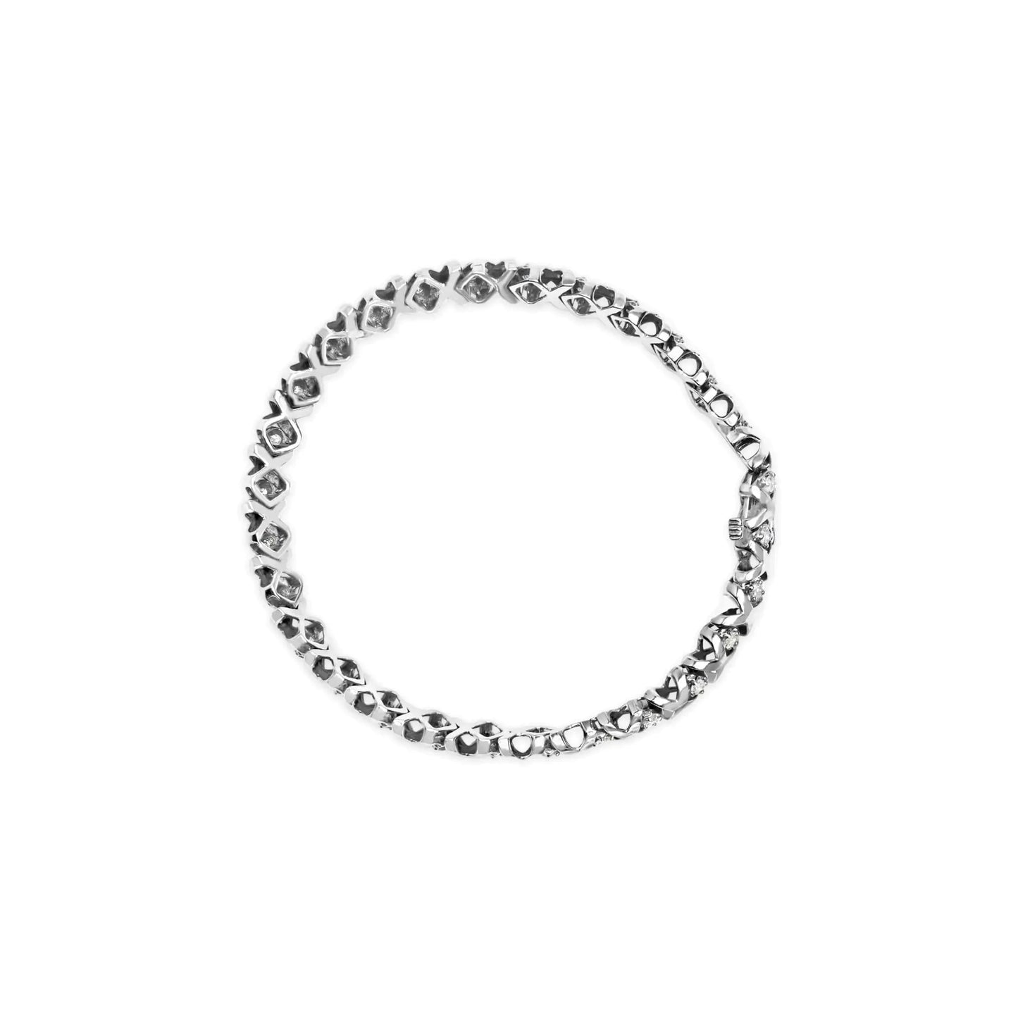 10K White Gold 1 1/2 Cttw Diamond Alternating Diamond and X-Link 7.5" Tennis Bracelet (H-I Color, I2-I3 Clarity) WEM Support (www.WEM.support)