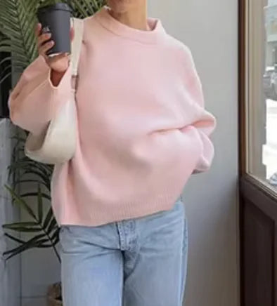 Women's Oversized Solid Long Sleeve Sweater WEM Support (www.WEM.support)