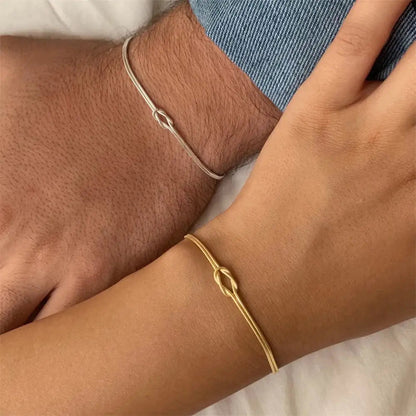 Stainless Steel Valentine's Day Knot Snake Chain Necklace Hand Knotted Bracelet WEM Support (www.WEM.support)