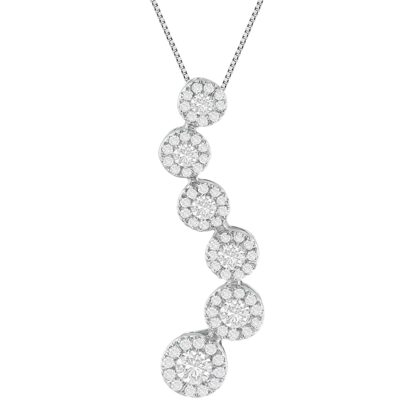 14K White Gold Round Cut Diamond Journey Circle Pendant Necklace (1.00 cttw, H-I Color, I1-I2 Clarity) WEM Support (www.WEM.support)