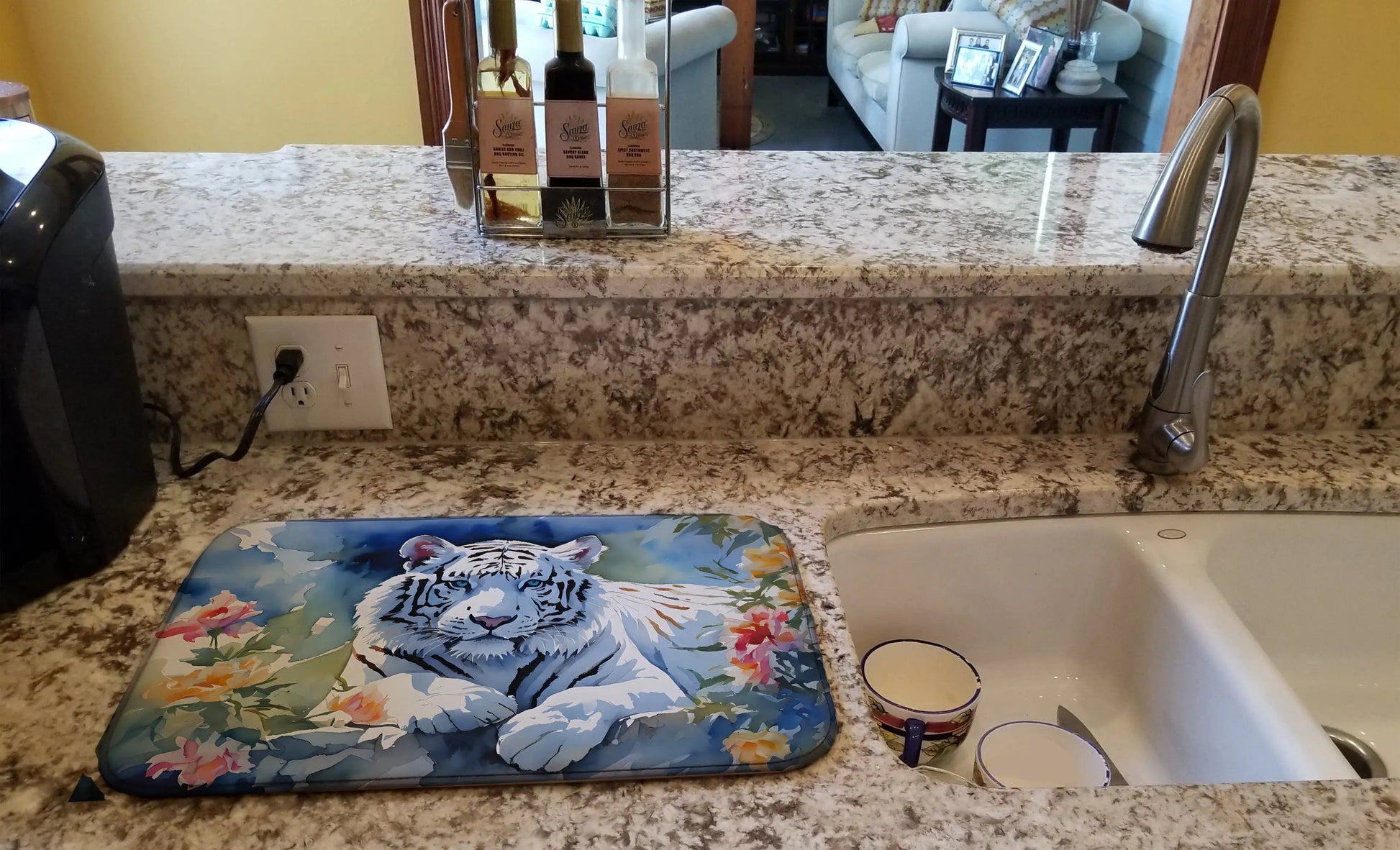 White Tiger Dish Drying Mat WEM Support (www.WEM.support)