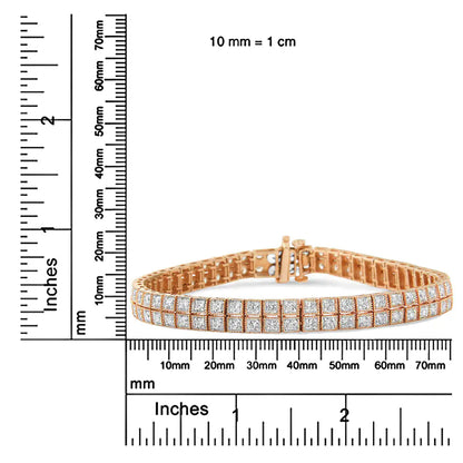 14K Rose Gold 3.0 Cttw Lab Grown Diamond Two Row Milgrain 7" Inch Tennis Bracelet (G-H Color, VS2-SI1 Clarity) WEM Support (www.WEM.support)