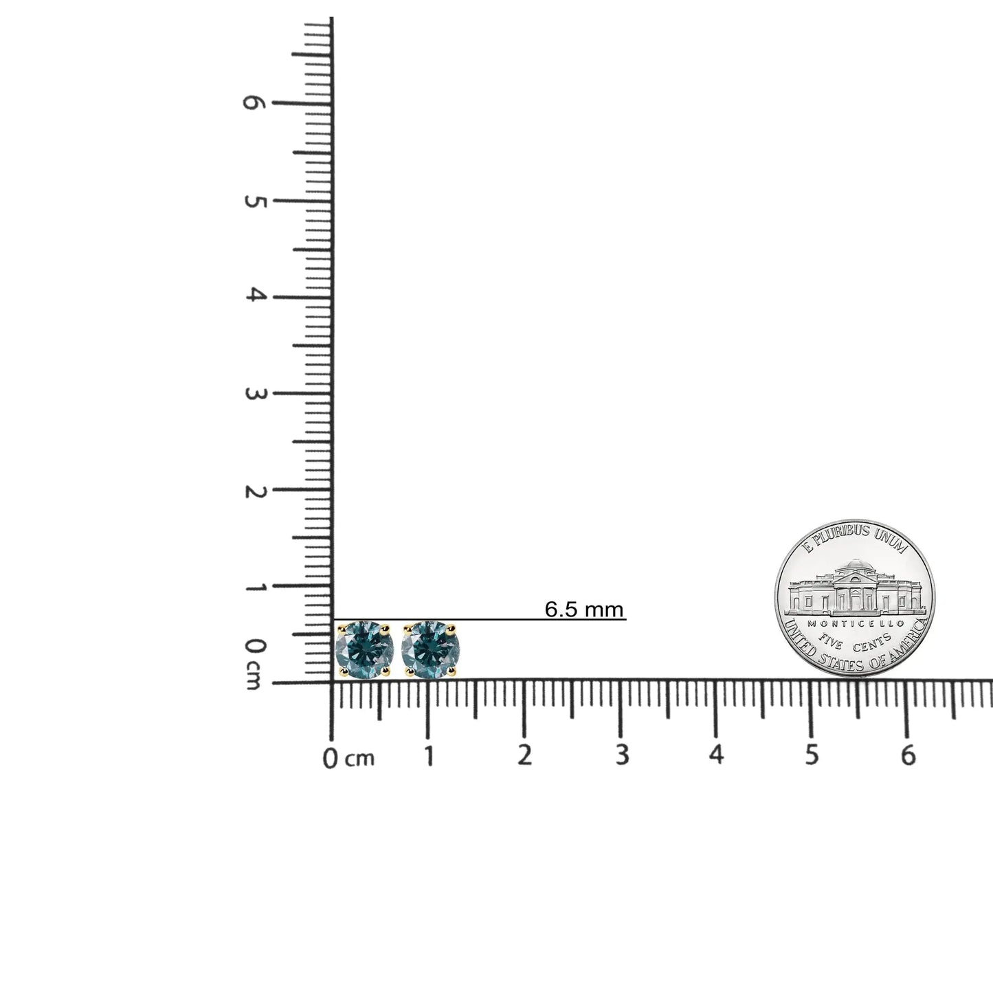 14K Gold Round Brilliant Cut Lab Grown Blue Diamond 4-Prong Classic Solitaire Stud Earrings with Screwbacks WEM Support (www.WEM.support)