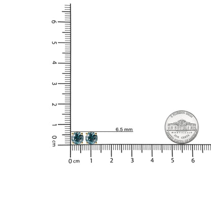 14K Gold Round Brilliant Cut Lab Grown Blue Diamond 4-Prong Classic Solitaire Stud Earrings with Screwbacks WEM Support (www.WEM.support)
