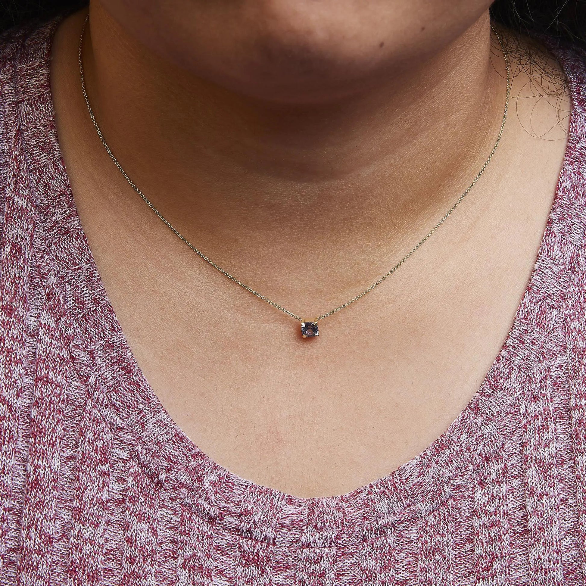 14k Yellow Gold 4/5 Cttw Natural Cushion Cut Blue Sapphire Solitaire Pendant Necklace - 15-16 Inches Adjustable WEM Support (www.WEM.support)