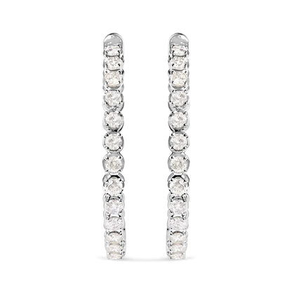 14K White Gold 7.0 Cttw Diamond 1-¾ Inside Out Hinged Leverback Hoop Earrings (I-J Color, I2-I3 Clarity) WEM Support (www.WEM.support)