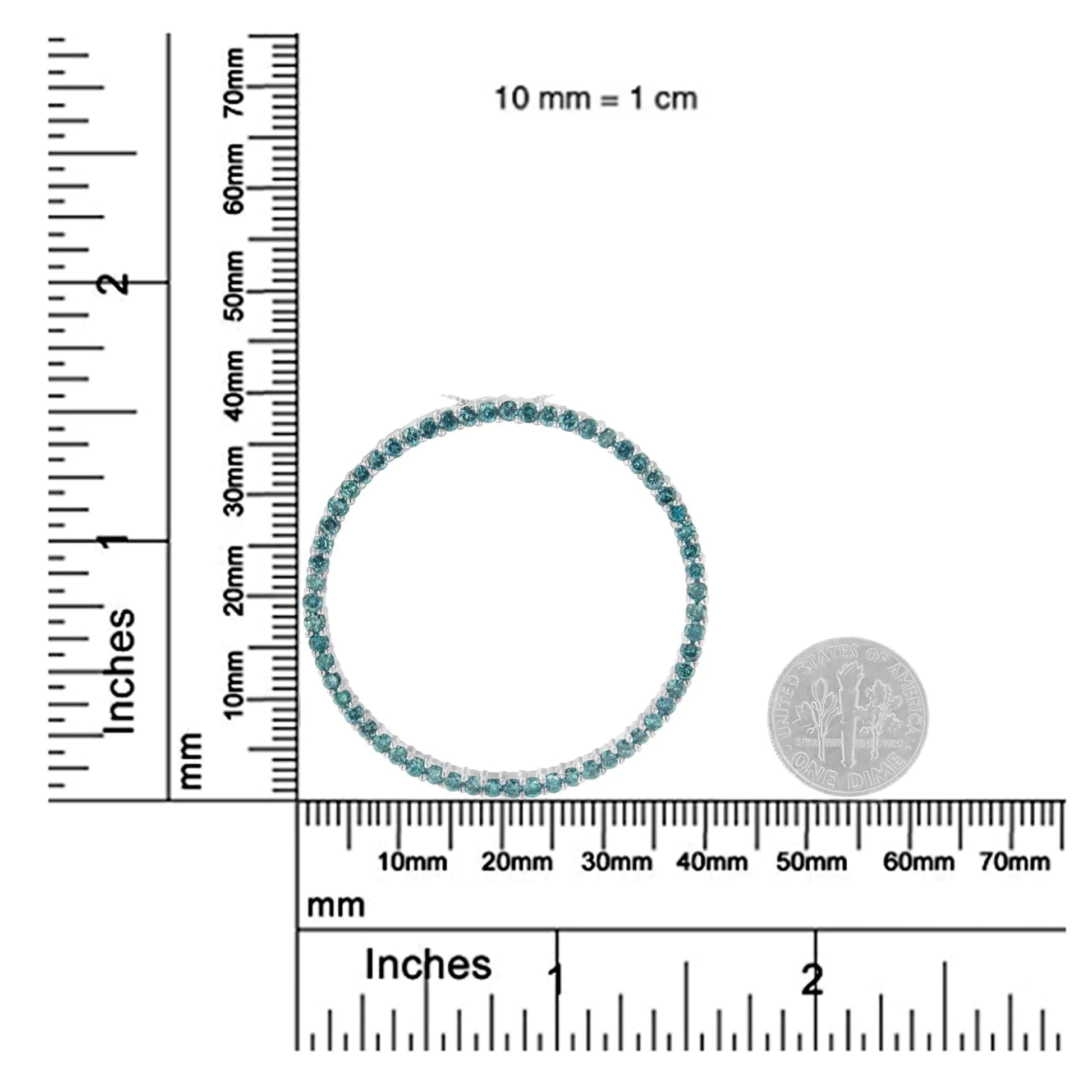 14K White Gold 2 cttw Treated Blue Round Cut Diamond Pendant Necklace (I2-I3) WEM Support (www.WEM.support)