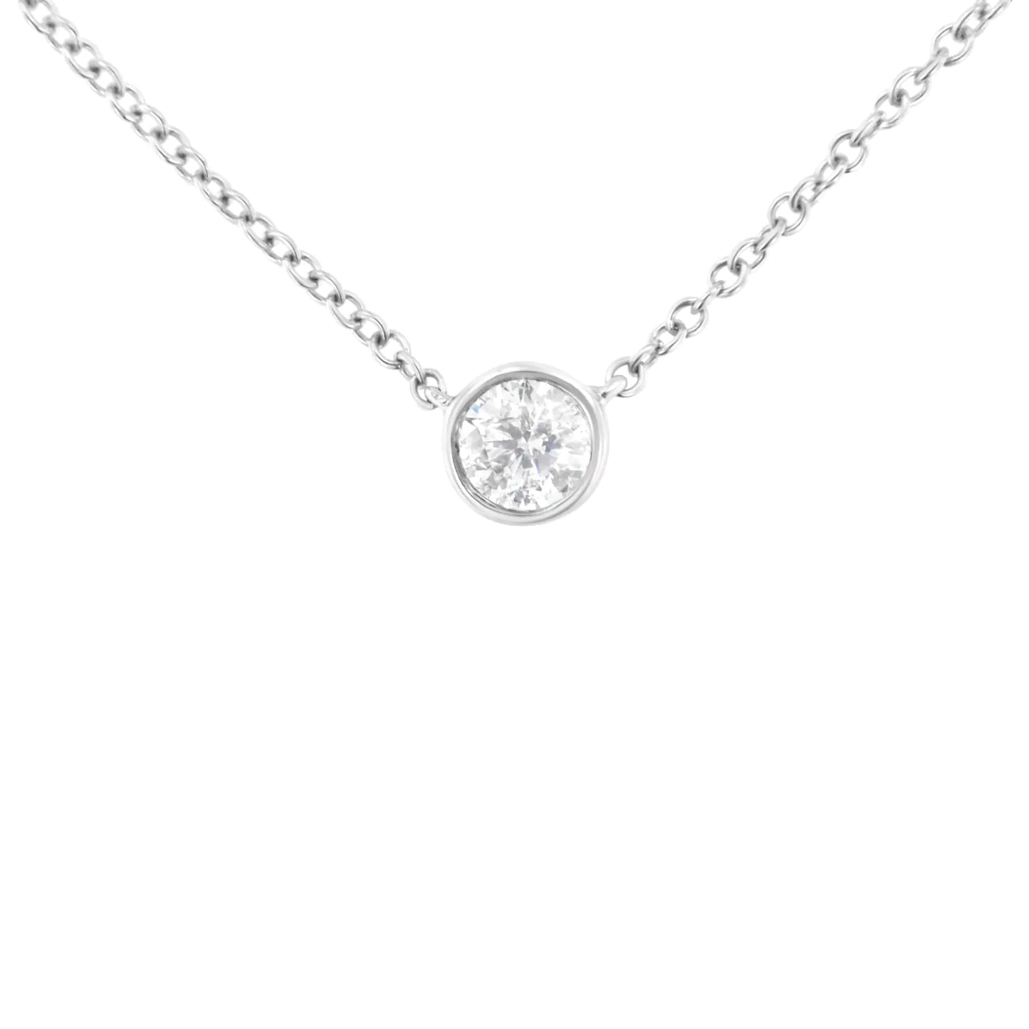 10K Gold 0.25 Carat Diamond Classic Bezel-Set Solitaire Pendant Necklace with 16"-18" Adjustable Chain (H-I Color, SI2-I1 Clarity) WEM Support (www.WEM.support)
