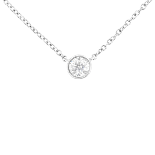 10K Gold 0.25 Carat Diamond Classic Bezel-Set Solitaire Pendant Necklace with 16"-18" Adjustable Chain (H-I Color, SI2-I1 Clarity) WEM Support (www.WEM.support)