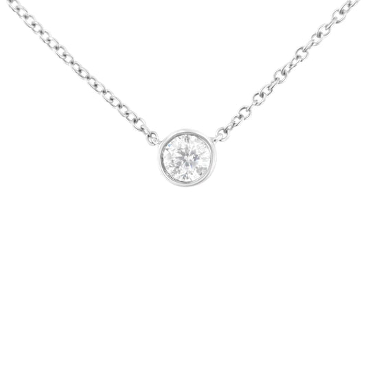 10K Gold 0.25 Carat Diamond Classic Bezel-Set Solitaire Pendant Necklace with 16"-18" Adjustable Chain (H-I Color, SI2-I1 Clarity) WEM Support (www.WEM.support)
