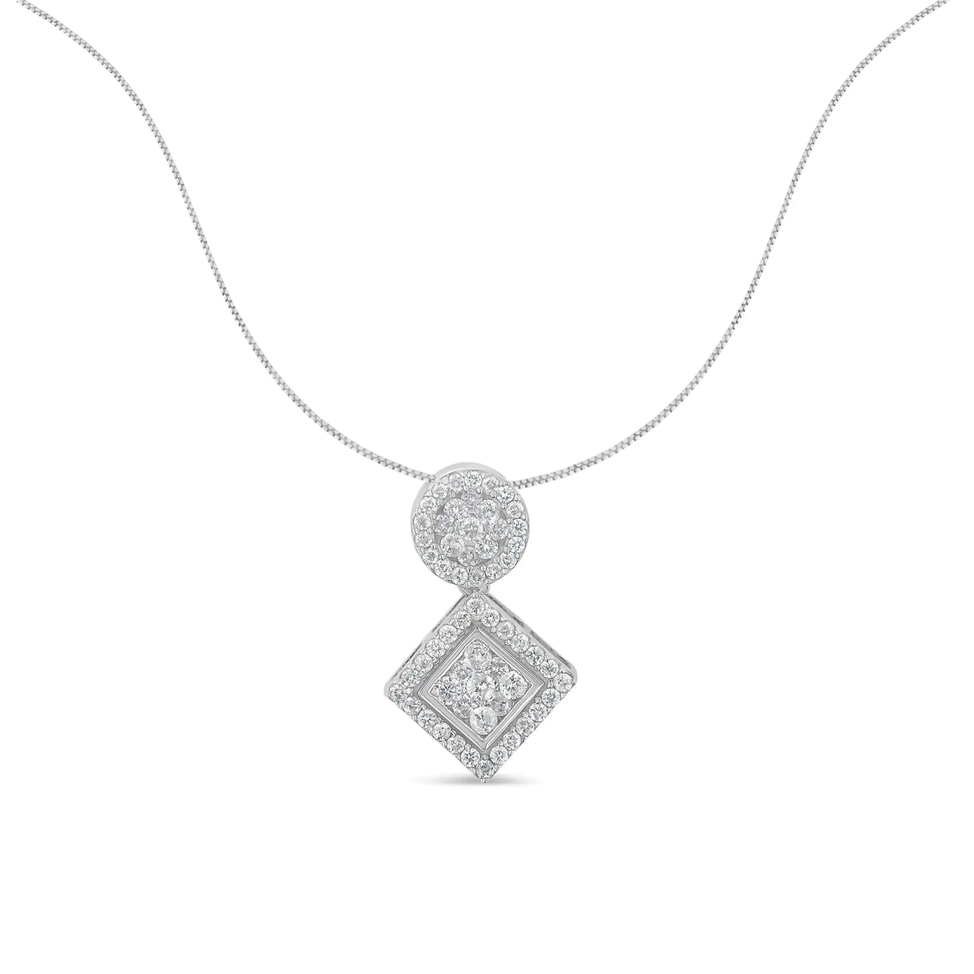 14K White Gold 1 cttw Diamond Pendant Necklace (H-I, I1-I2) WEM Support (www.WEM.support)
