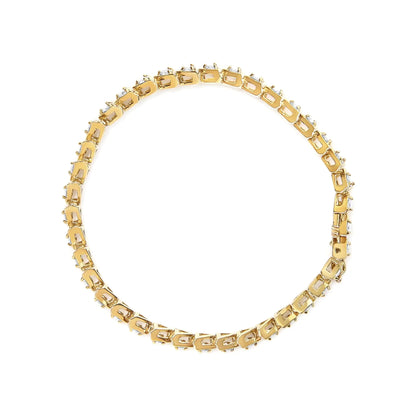 10K Yellow Gold Plated .925 Sterling Silver 3.0 Cttw Diamond Triangle Link Tennis Bracelet (I-J Color, SI2-I1 Clarity) - Size 7.25" Inches WEM Support (www.WEM.support)