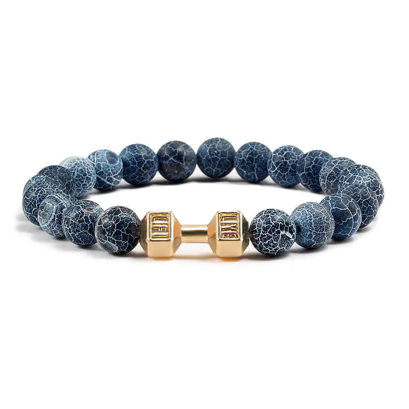 Turquoise Energy Gun Black Electroplated Alloy Barbell Bracelet WEM Support (www.WEM.support)