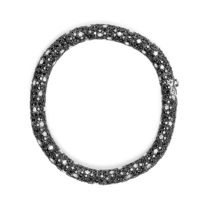 18K White Gold 20.0 Cttw Black and White Pave Set Diamond Eternity Snake Skin Style Tennis Bracelet (Black and G-H Color, SI1-SI2 Clarity) - Size 7" WEM Support (www.WEM.support)