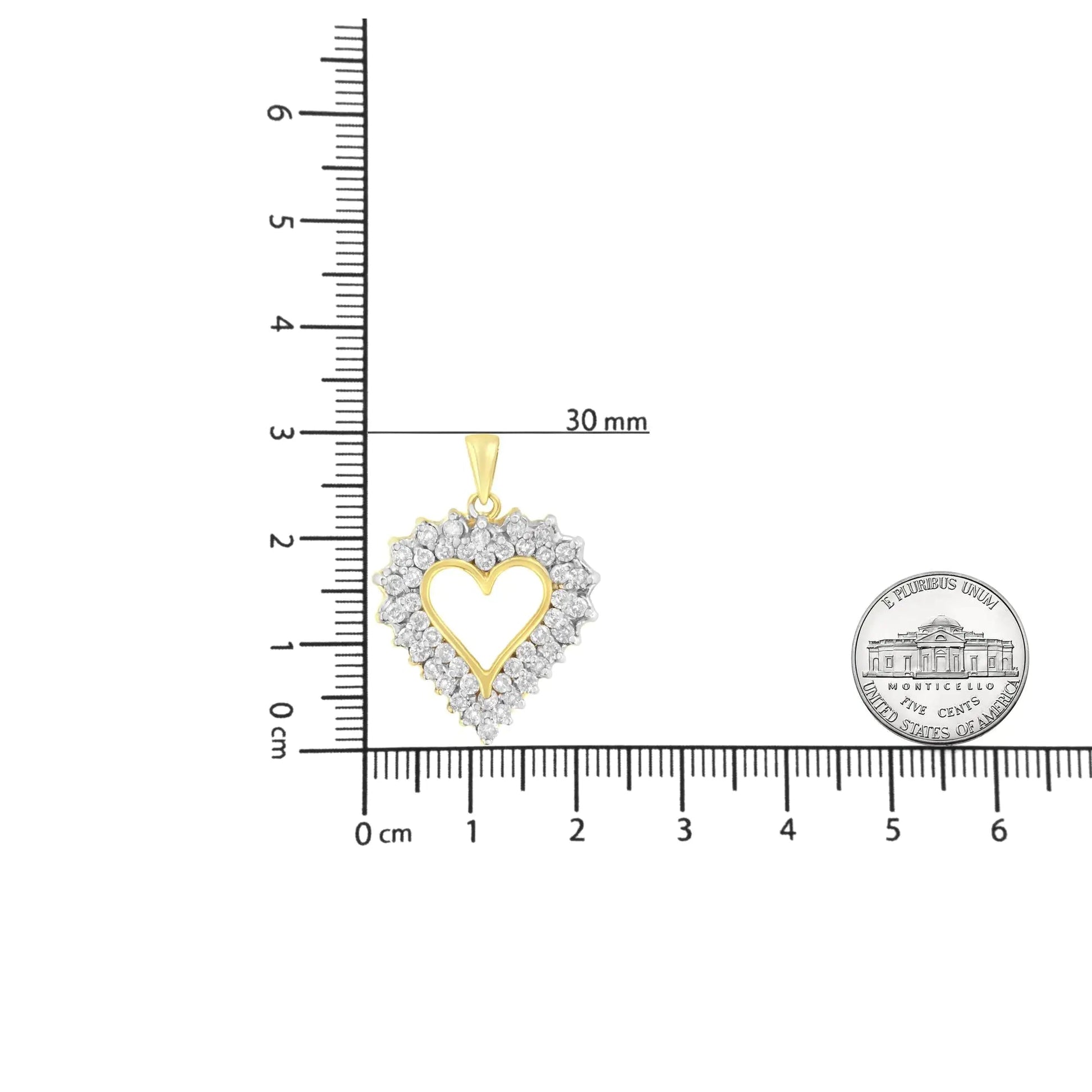 14K Yellow Gold Plated .925 Sterling Silver 4.0 Cttw Diamond Shadow Frame Heart 18" Pendant Necklace (J-K Color, I1-I2 Clarity) WEM Support (www.WEM.support)