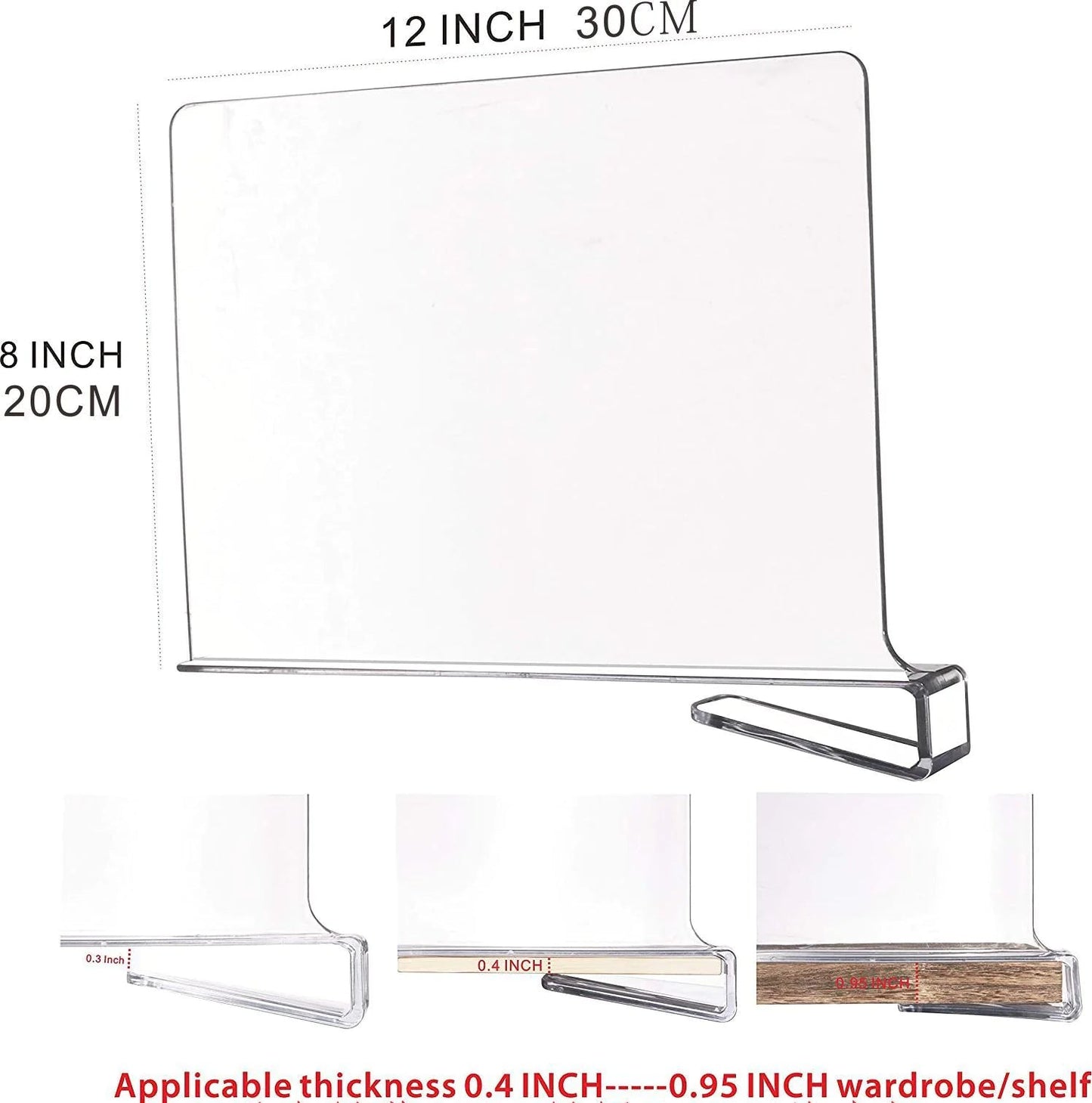 Acrylic & Wooden Closet Shelf Dividers WEM Support (www.WEM.support)